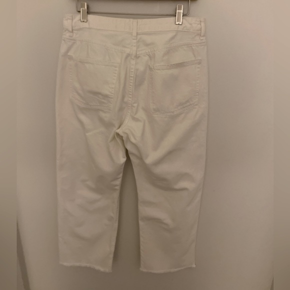 Zara Women White Denim Straight Leg Jeans Raw Hem Size 10 Excellent Condition - Picture 2 of 5